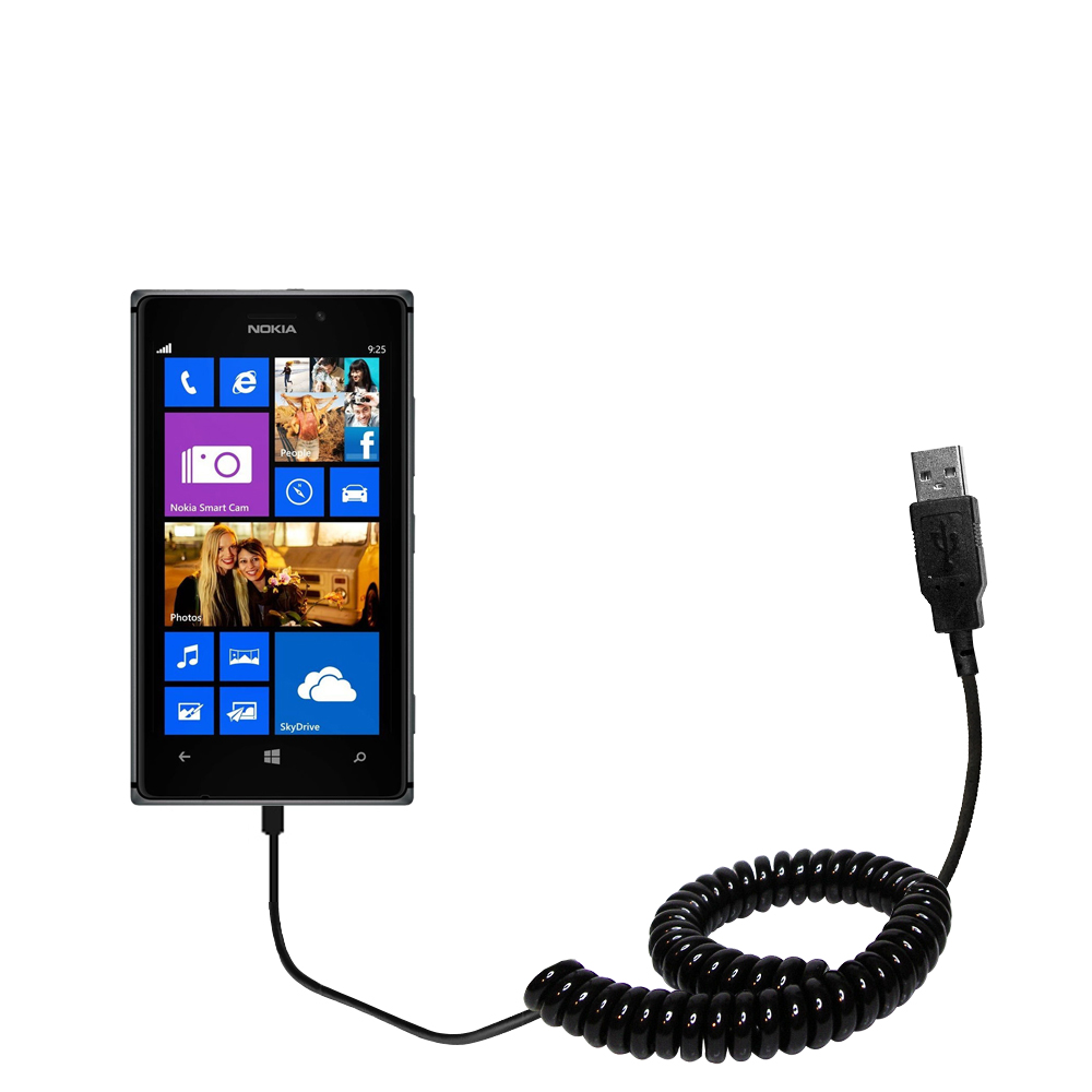 Coiled USB Cable compatible with the Nokia Lumia 925