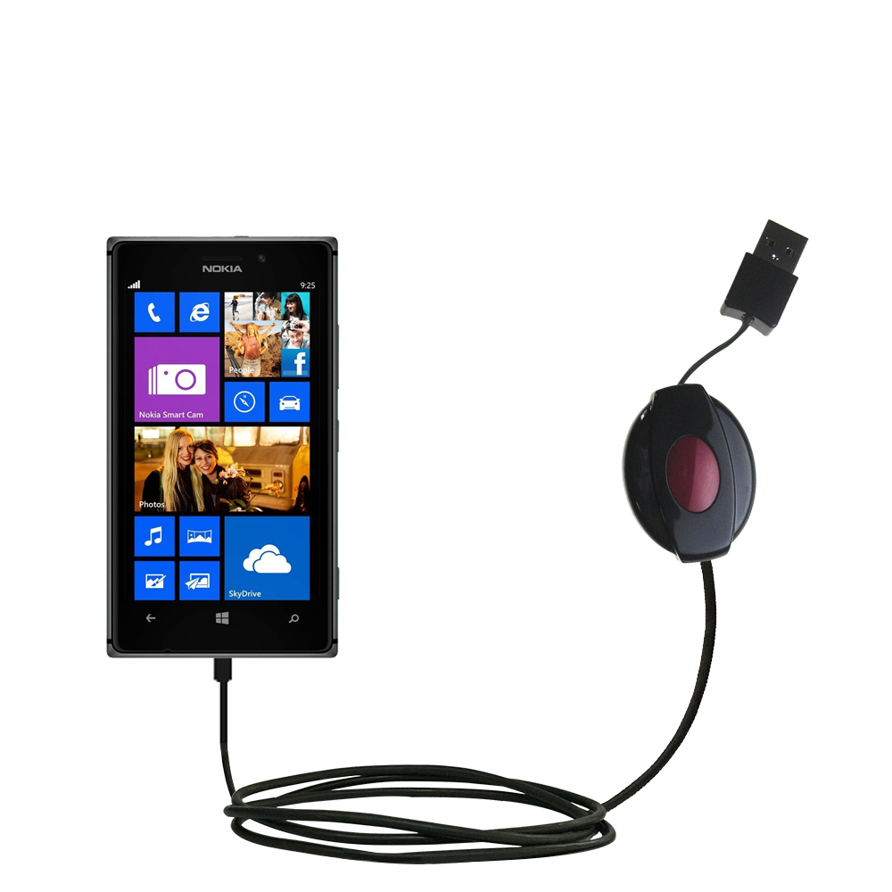 Retractable USB Power Port Ready charger cable designed for the Nokia Lumia 925 and uses TipExchange