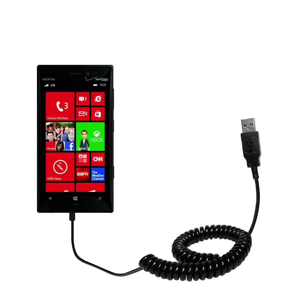 Coiled USB Cable compatible with the Nokia Lumia 928