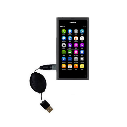 Retractable USB Power Port Ready charger cable designed for the Nokia N9 and uses TipExchange
