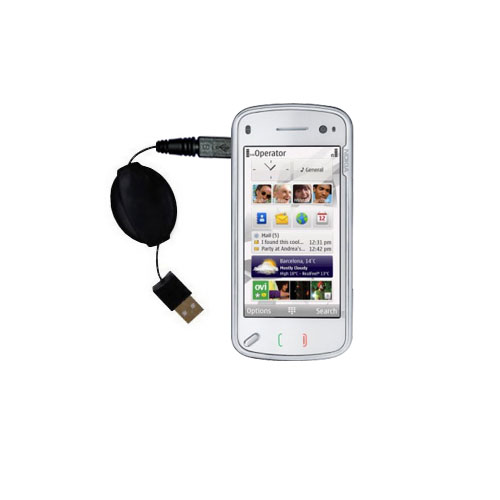 Retractable USB Power Port Ready charger cable designed for the Nokia N97 and uses TipExchange