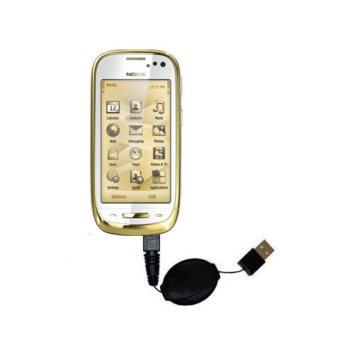 Retractable USB Power Port Ready charger cable designed for the Nokia Oro and uses TipExchange