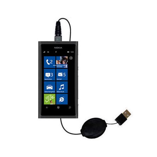 Retractable USB Power Port Ready charger cable designed for the Nokia Sun and uses TipExchange
