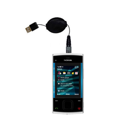 Retractable USB Power Port Ready charger cable designed for the Nokia X3 and uses TipExchange