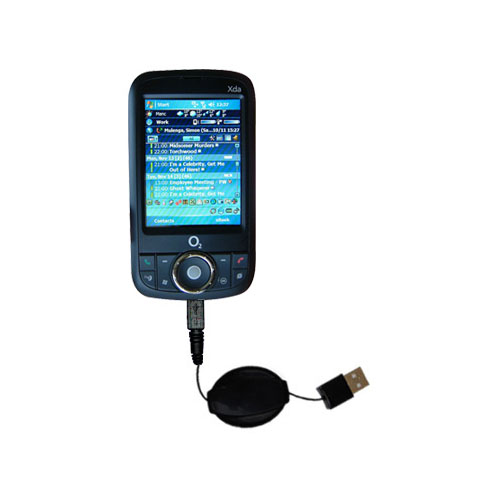 Retractable USB Power Port Ready charger cable designed for the O2 XDA Life and uses TipExchange