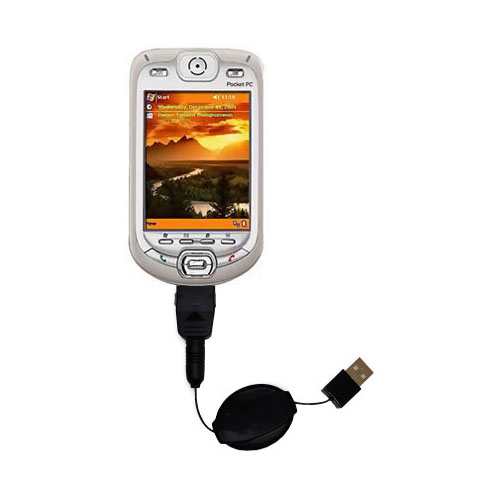 Retractable USB Power Port Ready charger cable designed for the O2 XDA Pocket PC Phone and uses TipExchange