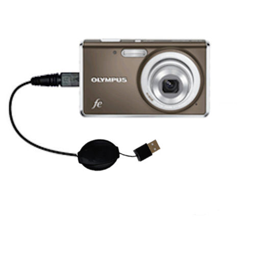 Retractable USB Power Port Ready charger cable designed for the Olympus FE-4020 Digital Camera and uses TipExchange