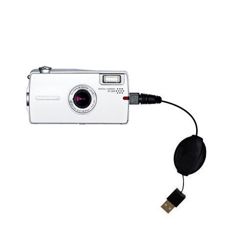 Retractable USB Power Port Ready charger cable designed for the Olympus IR-300 and uses TipExchange