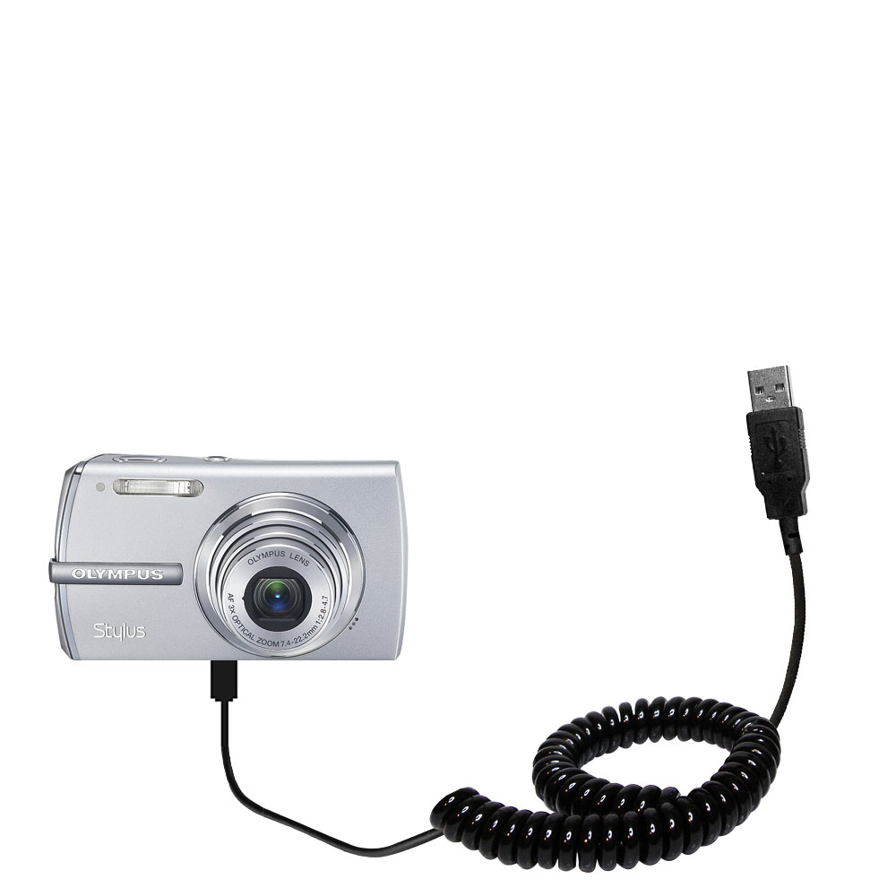 Coiled USB Cable compatible with the Olympus Stylus 1200