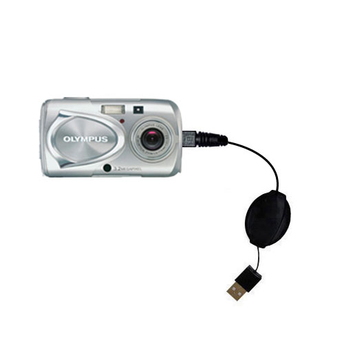 Retractable USB Power Port Ready charger cable designed for the Olympus Stylus 300 Digital and uses TipExchange