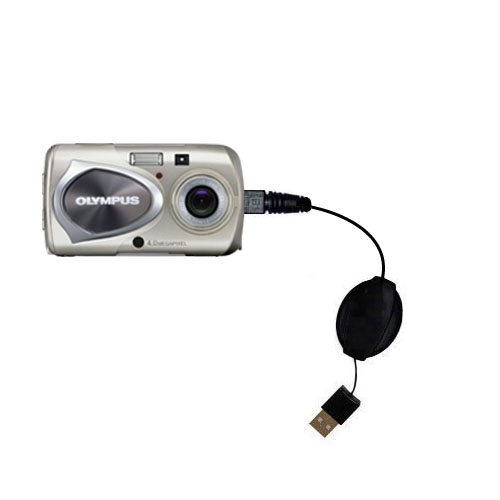 Retractable USB Power Port Ready charger cable designed for the Olympus Stylus 410 Digital and uses TipExchange