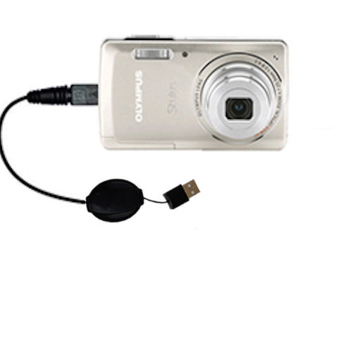 Retractable USB Power Port Ready charger cable designed for the Olympus Stylus-5010 Digital Camera and uses TipExchange
