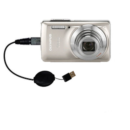 Retractable USB Power Port Ready charger cable designed for the Olympus Stylus-7030 Digital Camera and uses TipExchange