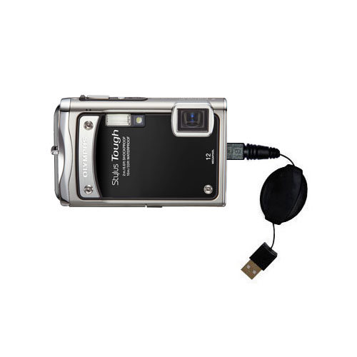 Retractable USB Power Port Ready charger cable designed for the Olympus Stylus TOUGH 6020 and uses TipExchange