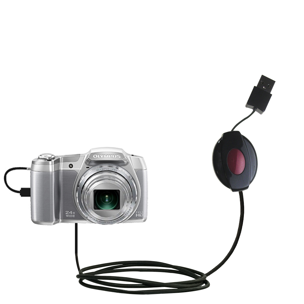 Retractable USB Power Port Ready charger cable designed for the Olympus SZ-16 and uses TipExchange