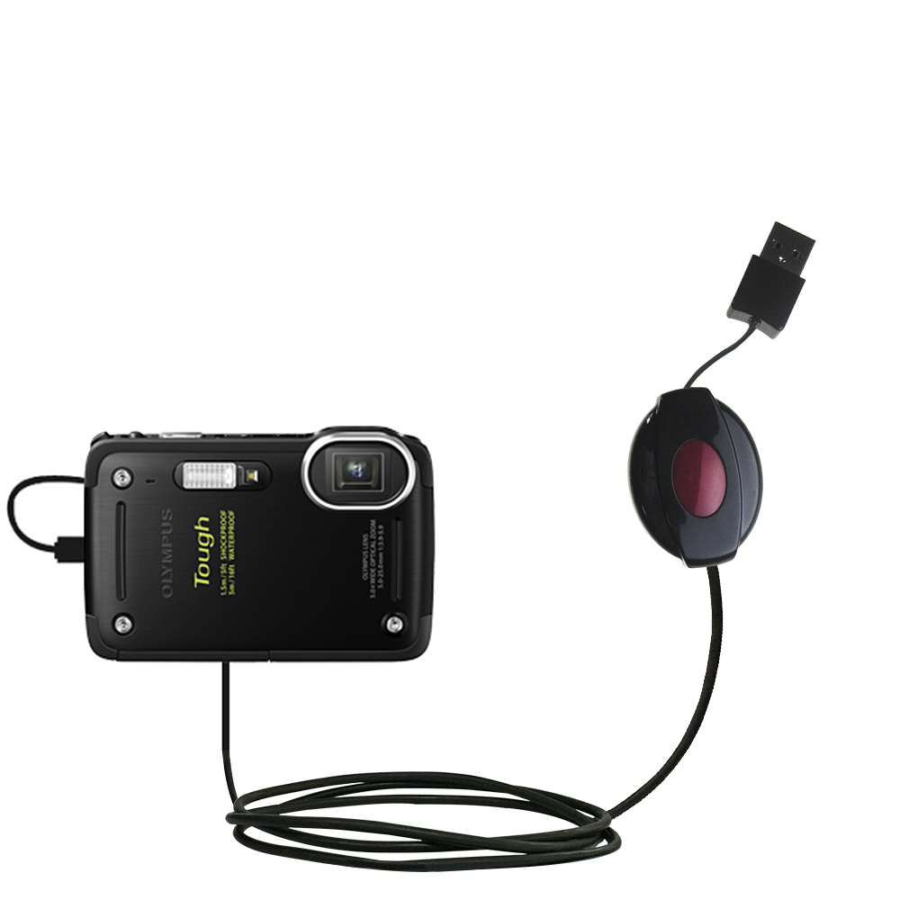 Retractable USB Power Port Ready charger cable designed for the Olympus TG-620 iHS and uses TipExchange