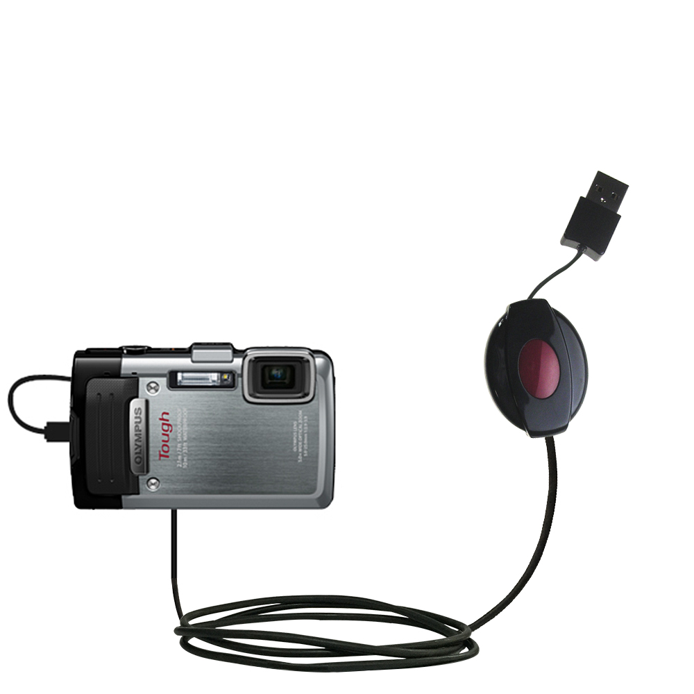 Retractable USB Power Port Ready charger cable designed for the Olympus Tough TG-830 and uses TipExchange