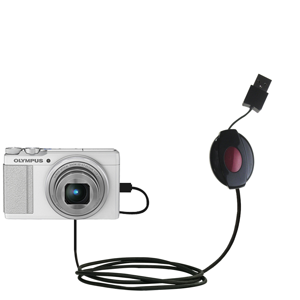 Retractable USB Power Port Ready charger cable designed for the Olympus XZ-10 and uses TipExchange