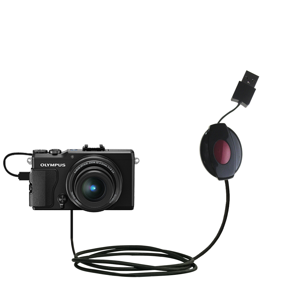 Retractable USB Power Port Ready charger cable designed for the Olympus XZ-2 and uses TipExchange