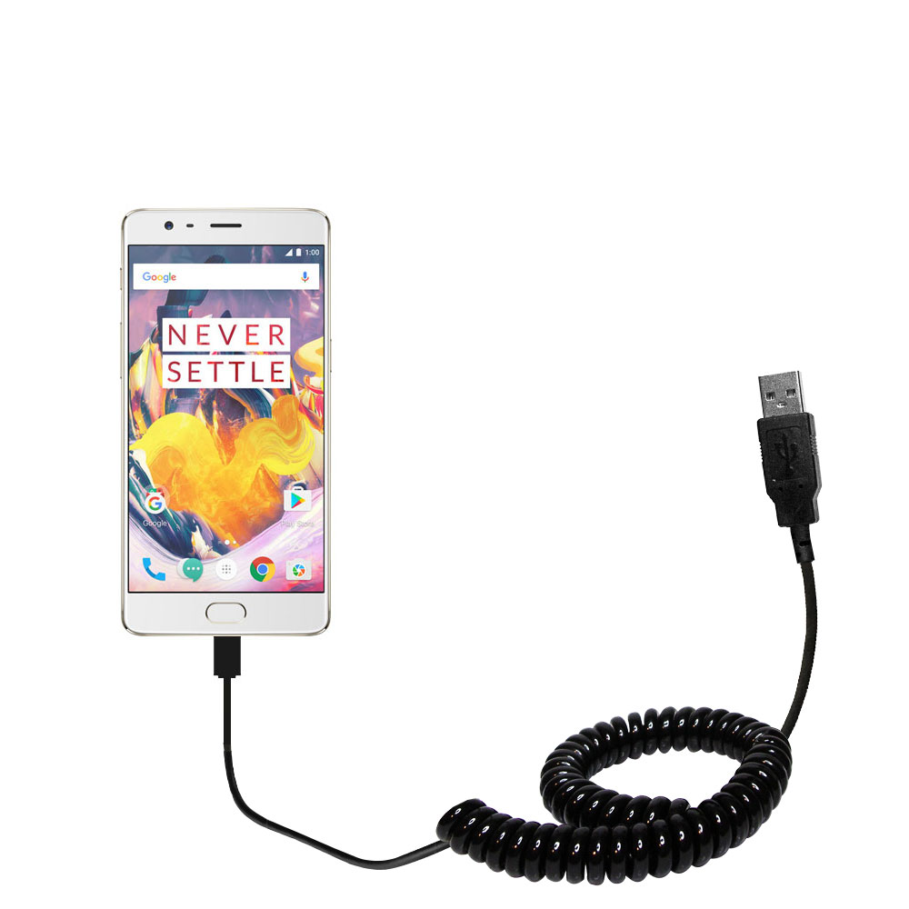 Coiled USB Cable compatible with the OnePlus 3T