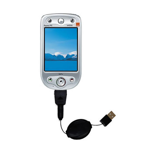 Retractable USB Power Port Ready charger cable designed for the Orange SPV M1000 and uses TipExchange