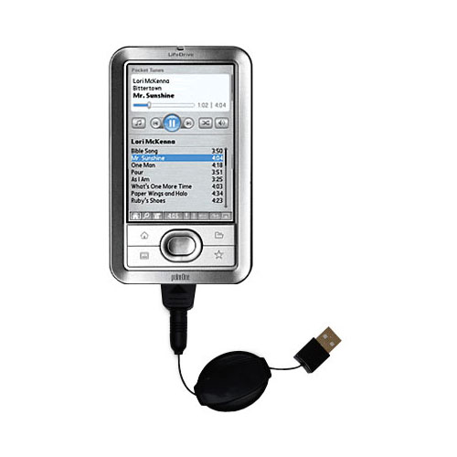 Retractable USB Power Port Ready charger cable designed for the Palm LifeDrive and uses TipExchange