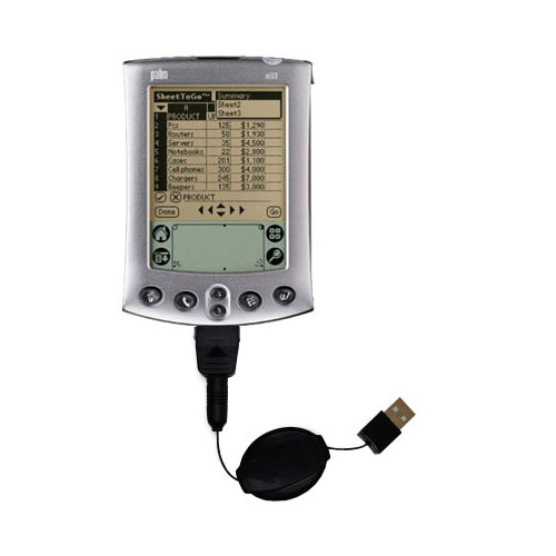 Retractable USB Power Port Ready charger cable designed for the Palm palm m505 and uses TipExchange