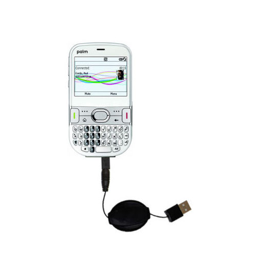 Retractable USB Power Port Ready charger cable designed for the Palm Treo 500 500v and uses TipExchange