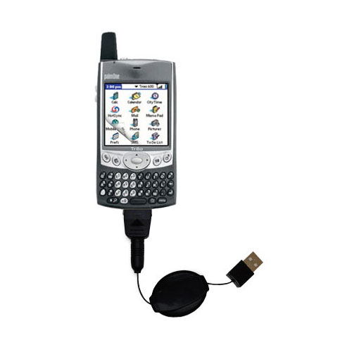 Retractable USB Power Port Ready charger cable designed for the Palm palm Treo 600 and uses TipExchange