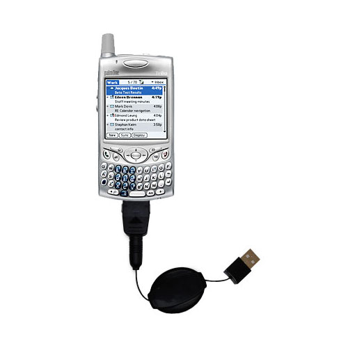 Retractable USB Power Port Ready charger cable designed for the Palm palm Treo 650 and uses TipExchange