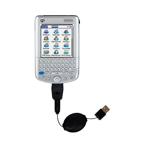 Retractable USB Power Port Ready charger cable designed for the Palm palm Tungsten C and uses TipExchange