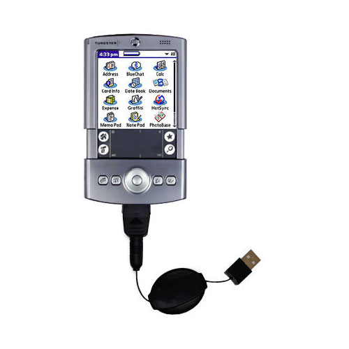 Retractable USB Power Port Ready charger cable designed for the Palm palm Tungsten T and uses TipExchange