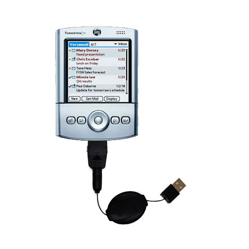 Retractable USB Power Port Ready charger cable designed for the Palm palm Tungsten T2 and uses TipExchange