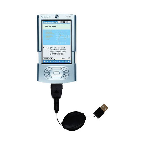 Retractable USB Power Port Ready charger cable designed for the Palm palm Tungsten T3 and uses TipExchange