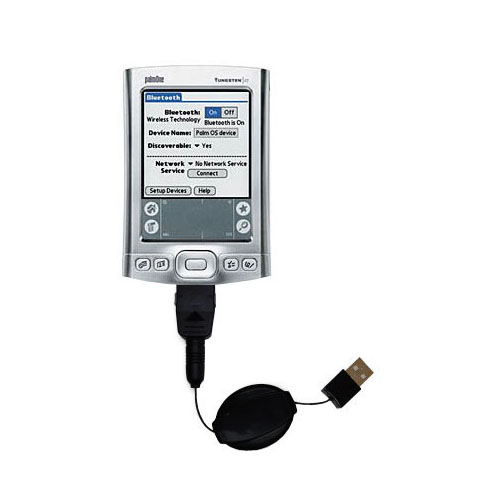 Retractable USB Power Port Ready charger cable designed for the Palm palm Tungsten T5 and uses TipExchange
