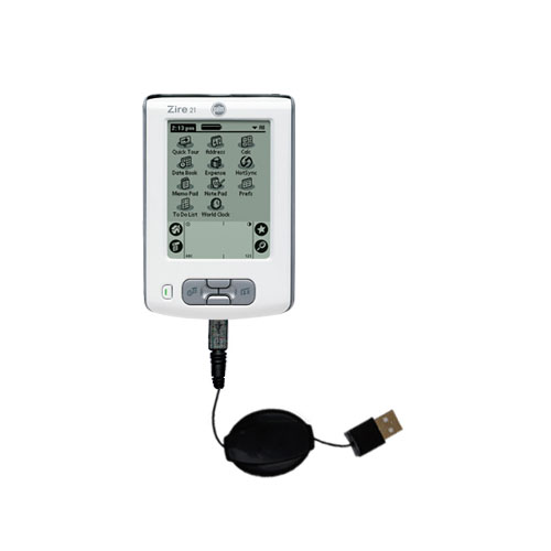 Retractable USB Power Port Ready charger cable designed for the Palm Palm Zire 21 and uses TipExchange