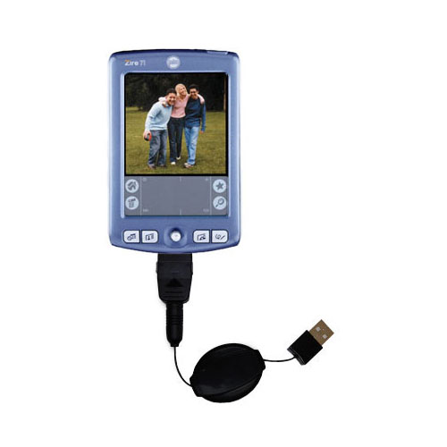 Retractable USB Power Port Ready charger cable designed for the Palm palm Zire 71 and uses TipExchange