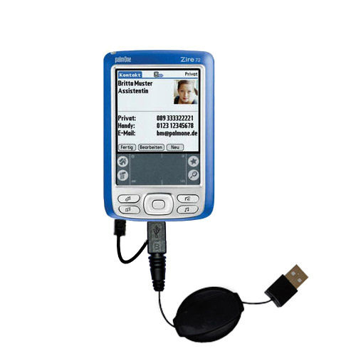 Retractable USB Power Port Ready charger cable designed for the Palm palm Zire 72 and uses TipExchange