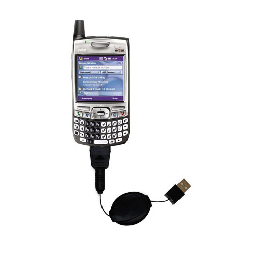 Retractable USB Power Port Ready charger cable designed for the Palm Treo 700p and uses TipExchange