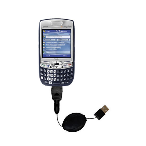 Retractable USB Power Port Ready charger cable designed for the Palm Treo 750 and uses TipExchange