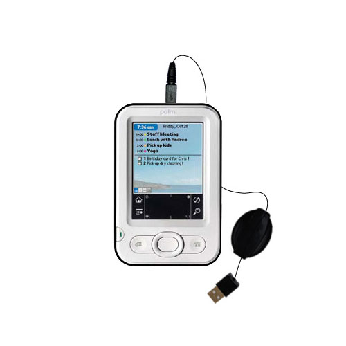 Retractable USB Power Port Ready charger cable designed for the Palm Z22 and uses TipExchange