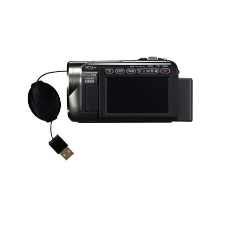 Retractable USB Power Port Ready charger cable designed for the Panasonic HDC-TM60 Video Camera and uses TipExchange