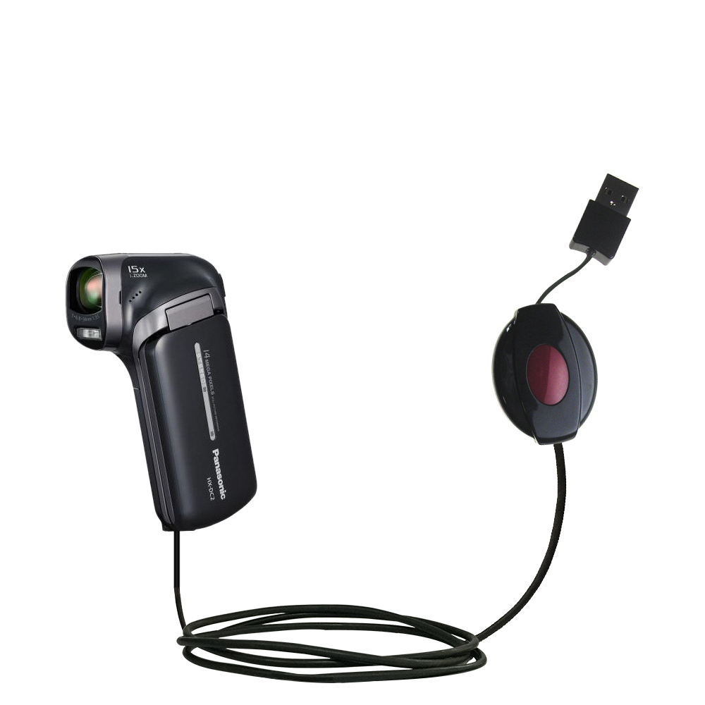 Retractable USB Power Port Ready charger cable designed for the Panasonic HX-DC2 and uses TipExchange