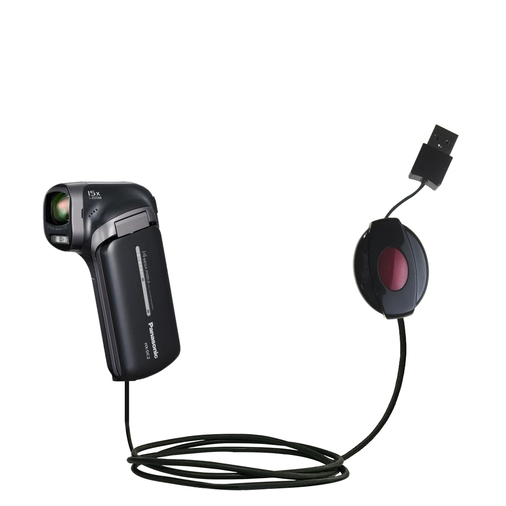 Retractable USB Power Port Ready charger cable designed for the Panasonic HX-DC3 and uses TipExchange