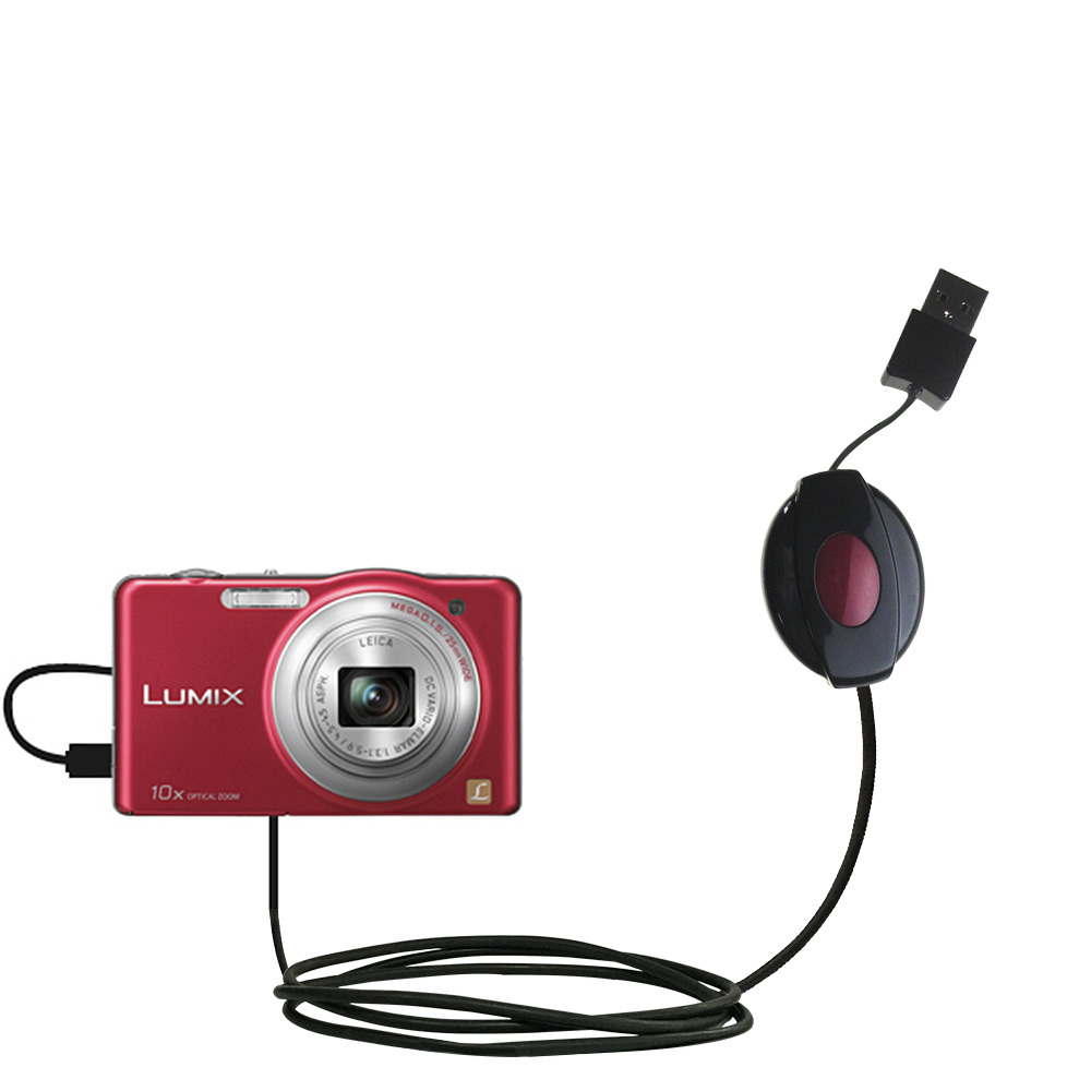 Retractable USB Power Port Ready charger cable designed for the Panasonic Lumix DMC-SZ1R and uses TipExchange