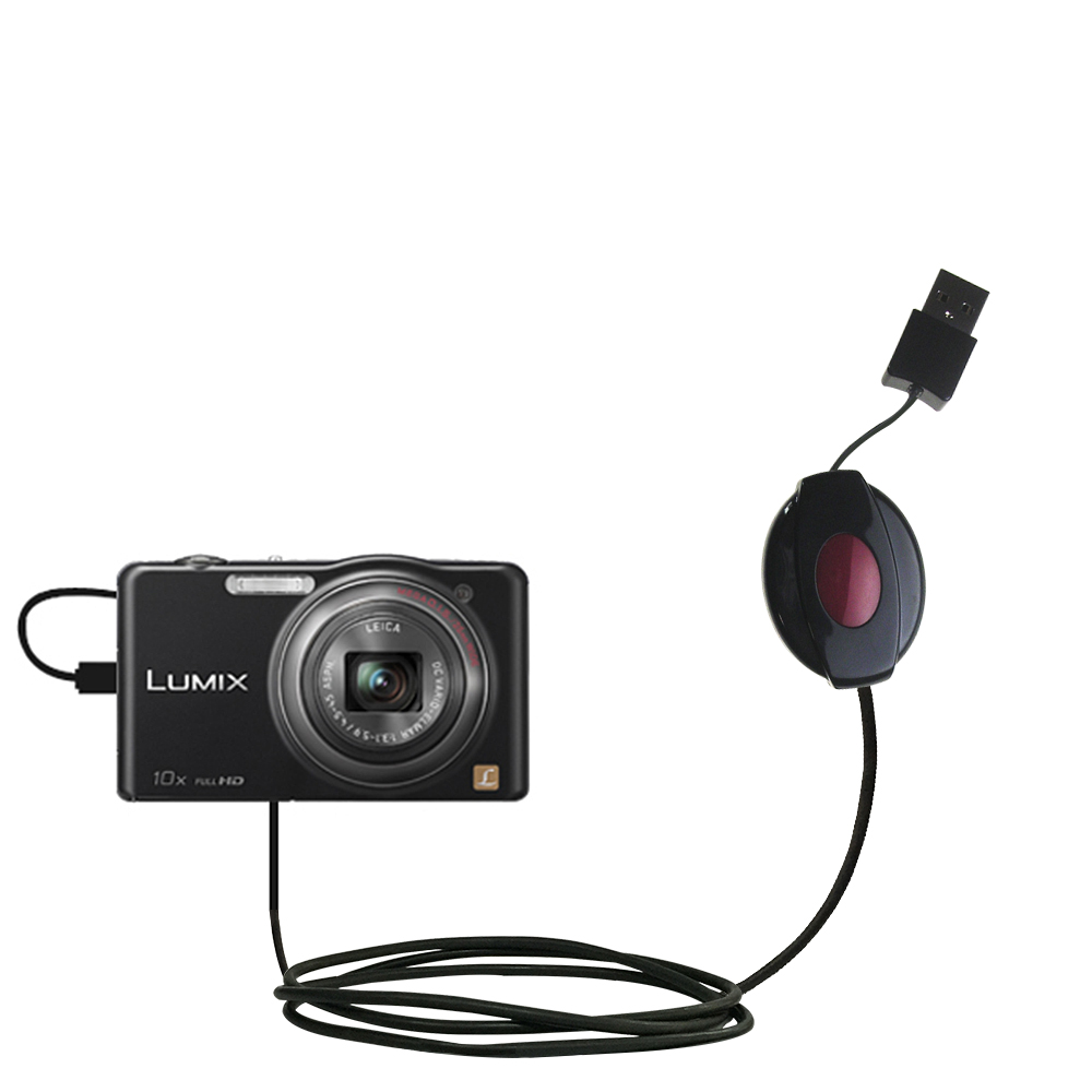 Retractable USB Power Port Ready charger cable designed for the Panasonic Lumix DMC-SZ7K and uses TipExchange