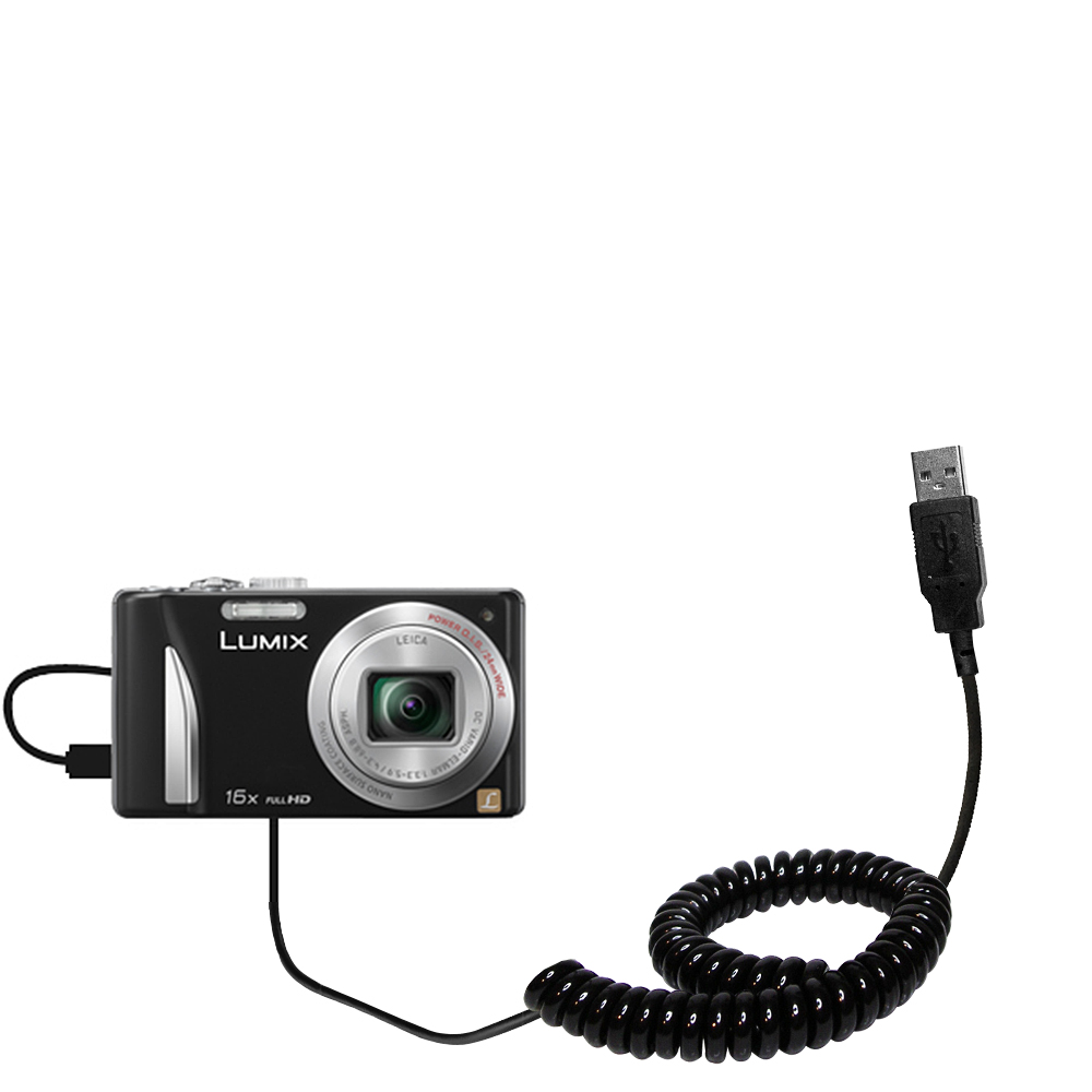 Coiled USB Cable compatible with the Panasonic Lumix DMC-ZS15K