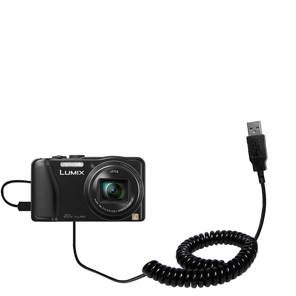 Coiled USB Cable compatible with the Panasonic Lumix DMC-ZS25K