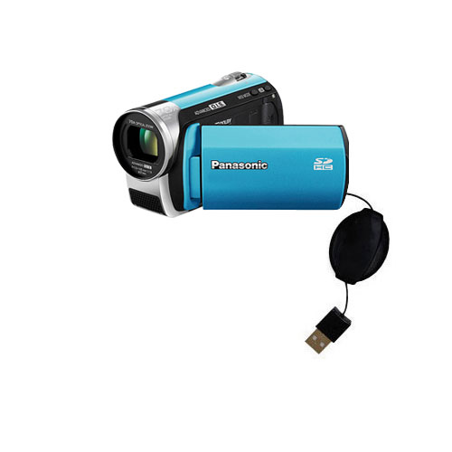 Retractable USB Power Port Ready charger cable designed for the Panasonic SDR-S25 Video Camera and uses TipExchange