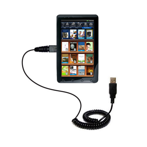 Coiled USB Cable compatible with the Pandigital 9 inch Novel Color Tablet R90L200
